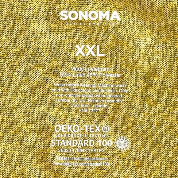 Sonoma Womens Tank Top Mustard Yellow White Print XXL Linen Blend NWT - Picture 5 of 12
